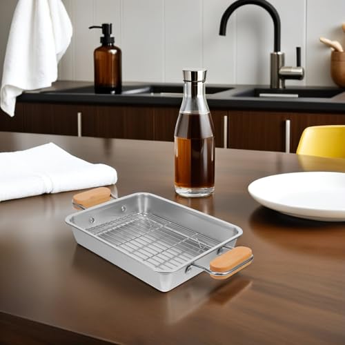 Bandeja para hornear de acero inoxidable plano con rejilla 7