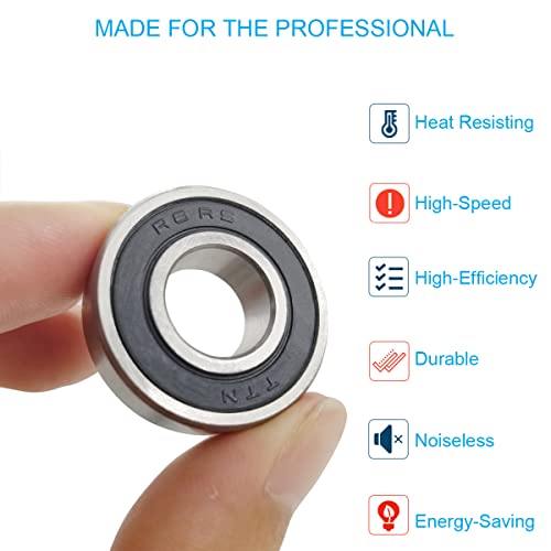 Image of 10 PCS R8-2RS Double Rubber Sealed Roller Ball Bearing 1 /2 Inch Bore 1 /2 x 1-1 /8 x 5 /16 Inch ABEC3 Precision Bearing for Electric Motor, Wheels, Home Appliances, Garden Machinery