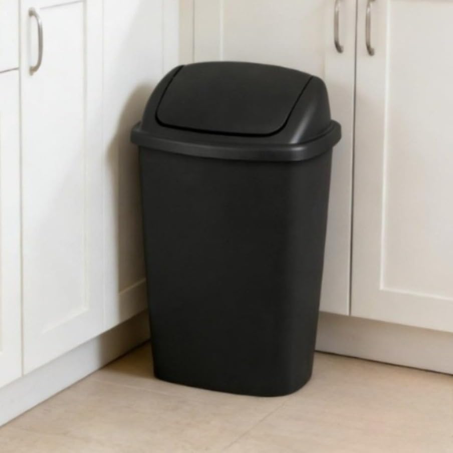 Caneca de Basura Cuadrada Plástica 7.5 Gal Negra