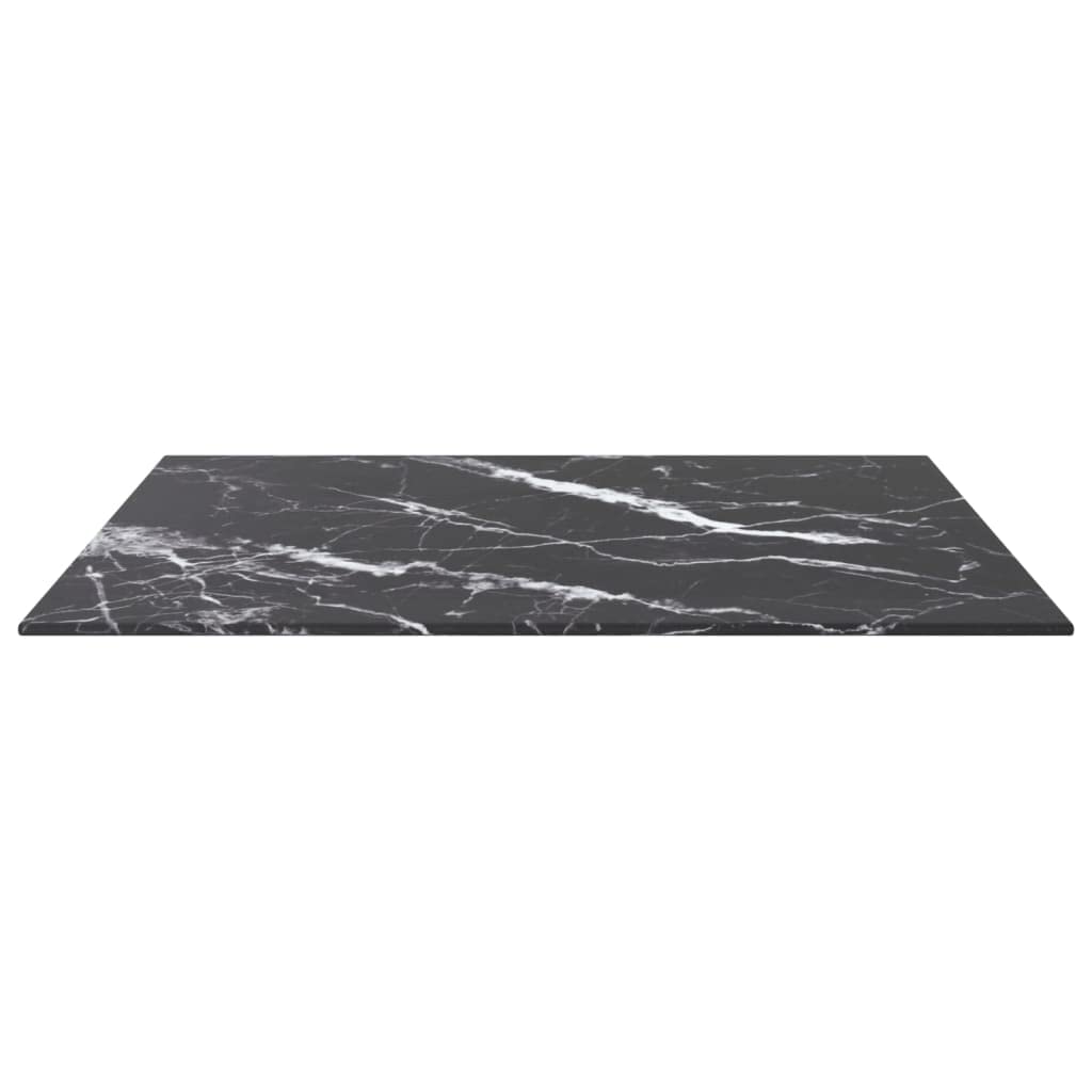 Piano da tavolo nero, 60 x 60 cm, vetro temperato da 6 mm, effetto marmo, piano di lavoro, accessorio per mobili, soggiorno e sala da pranzo, tavolino stabile, per ufficio e esterni