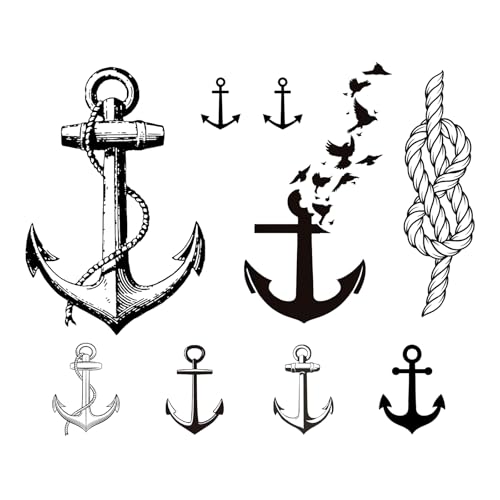 Anchor Temporary Tattoos Set - Waterproof Nautical Semi-Permanent...