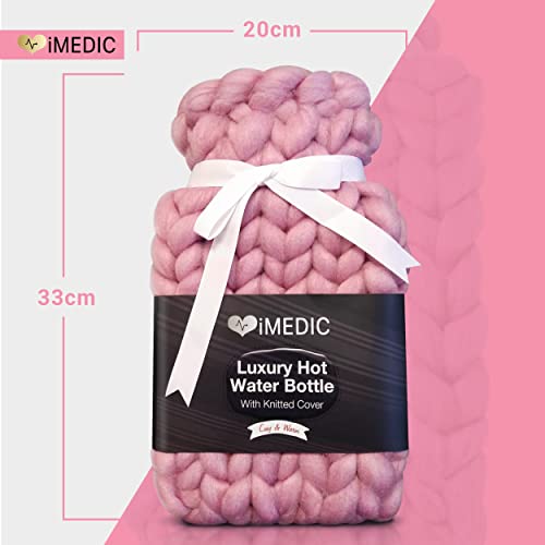 iMedic Bouillotte tricotée de qualité supérieure de 1 L – Grande bouillotte avec housse – Bouillotte – Plus grande que la petite bouillotte – Rose de luxe – vue 7