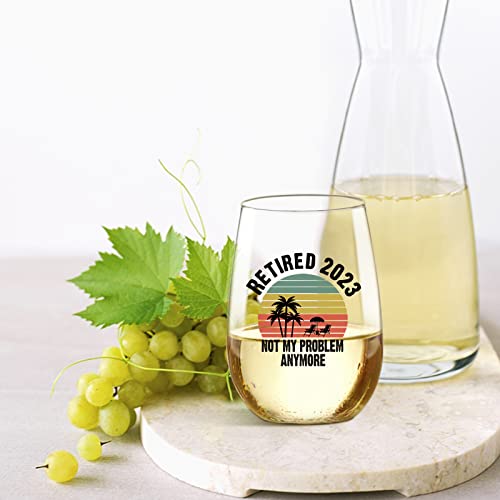 2023 Retirement Gifts For Men Women, Retired 2023 Not My Problem Any More Funny Wine Glass Gifts For Husbands, Father, Friend, Coworker, Brother, Happy Retirement Gifts For Anyone Who Was Retiring #TOP3
