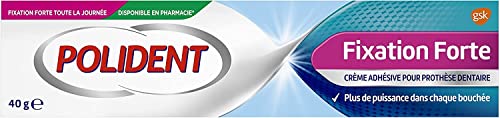 POLIDENT - Fixation Forte - Crème Adhésive pour Prothèse Dentaire - Fixation 12 Heures - Sans Zinc - Goût Mentholé - Tube 40 g