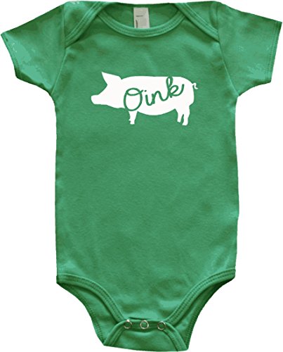 Image of Rocket Bug Farm Animal Silhouette Baby Bodysuit Graphic Shirts-Pig (3-6 MONTHS, GRASS)