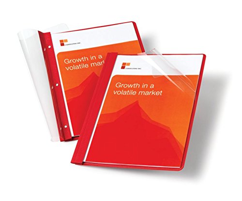 Office Depot Leatherette Clear-Front Report Covers, Red, Pack Of 10, OD55881