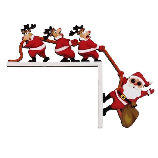 GEBETTER Decorazione Porta Natale Legno, Babbo Natale Renne, Addobbi Decorazioni Natalizie Porta Ingresso Casa Cornice in Legno per Porta Finestra Natale