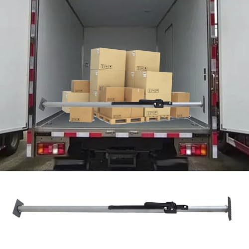 Barra de carga ajustable con trinquete, corta, de 51' a 66', resistente y con varilla de soporte para caja de camión, furgoneta, frigorífico, caravana y mástil de carga para camioneta (130 cm [51 1/