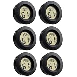 6 Pack Mini Hygrometer Thermometer, Digital Humidity Meter, LCD Temperature Humidity Monitor Gauge for Home Office Babyroom Greenhouse Room Nursery Indoor Outdoor Use, Black Round