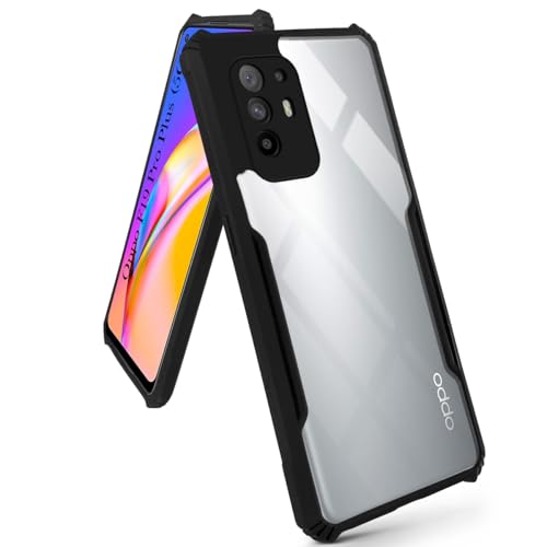 Image of Jkobi Hybrid Back Cover Case for Oppo F19 Pro Plus (Shockproof with Polycarbonate Clear Panel | Professional Black)