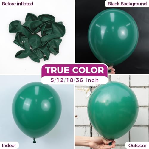 Image of Bezente Dark Green Balloons Latex Party Balloons 150 Pack 5 inch
