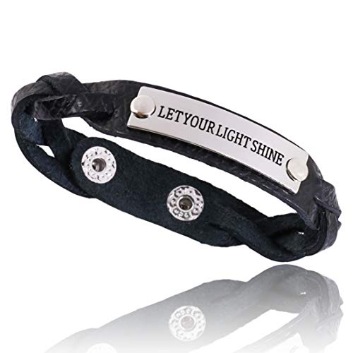 YOYONY Men's/Women's Inspirational Message Braided Leather Bracelets/Bangles for Sports.