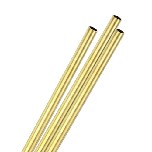 M METERXITY 3-Pack 300mm Brass Round Tube, 9mm OD 0.5mm Wall Thickness H65 Brass Seamless Tubing for Construction/Machining/DIY Crafting, Metal Straight Pipe [0.35x0.02x11.8IN]