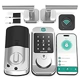SMONET Fingerprint Smart Locks for Front Door with Handle Set, Keyless Entry, Bluetooth Digital Keypad Deadbolt, App Remote Control, Auto Lock, for Home Silver