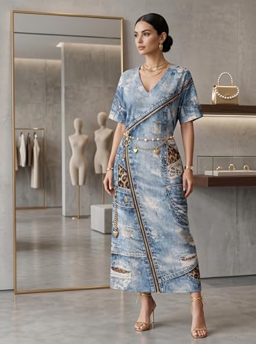Image of Plus Size Maxi Tshirt Dress for Women Short Sleeve Dresses Loose Fit Summer