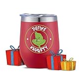 Modern Elegance Christmas Tumbler - 12oz Stainless Steel Insulated Mug with Lid, Straw & Brush | Fun Holiday Gift for Coffee, Water, Wine | Cute Naughty Xmas Decorations (Red)