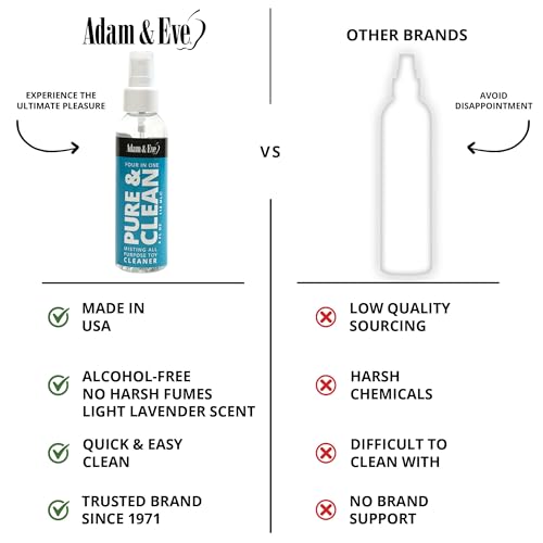 Image of Adam & Eve Sex Toy Cleaner, 4 In 1 Pure And Clean Misting Spray, Fast Acting Misting Spray For Adult Toys, Vibrators, Dildos, Fresh Scent, Water Based Formula Perfect for Gifting, No Residue, 4 oz