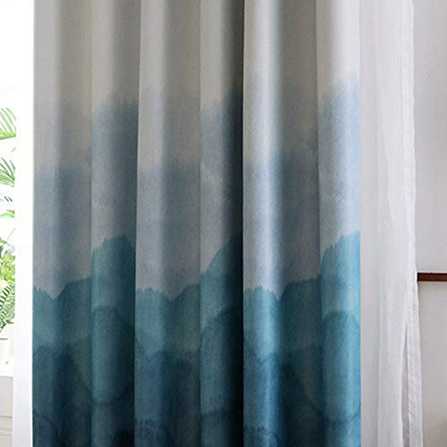 Pureaqu Thermal Insulated Room Darkening Curtains 63 Inches Long For Bedroom Blue Gradient Semi Blackout Curtain Grommet Top Window Draperies For Living Room 1 Panel W39Xh63 #TOP1