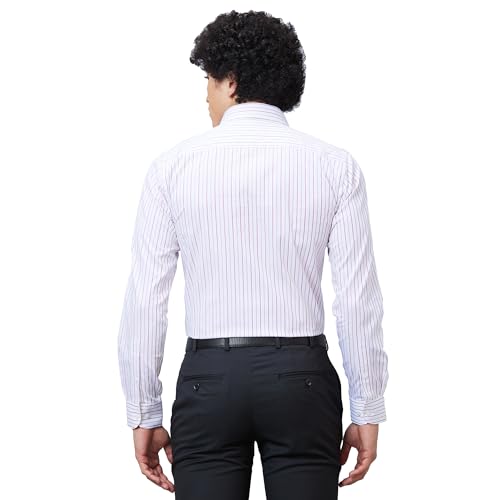 Image of Raymond Men Slim Fit Structure Pattern Pure Cotton Semi Cutaway Collar Full Sleeve Formal Shirt