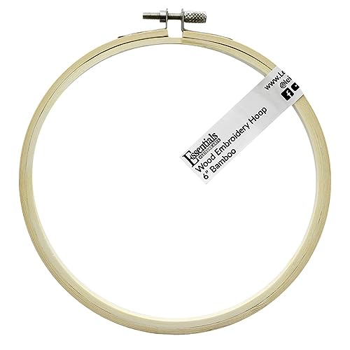 Image of Essentials By Leisure Arts Wood Embroidery Hoop 6 inch Bamboo - Wooden Hoops for Crafts - Embroidery Hoop Holder Cross Stitch Cross Stitch Hoops and Frames