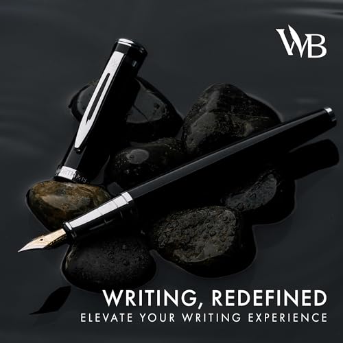 Image of Wordsworth & Black Fountain Pen Set for Writing,Extra Fine Nib,Black Chrome | Gift for Men & Women, Brass Body, German Iridium, Calligraphy, Converter + 24 Ink Cartridges, Refillable, Leak-Free