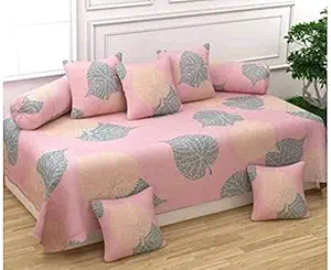 Par brahm Glace Cotton 210 TC 5D Printed 8 Pieces Diwan Set with Single bedsheet, 5 Cushions Covers and 2 Bolster Covers