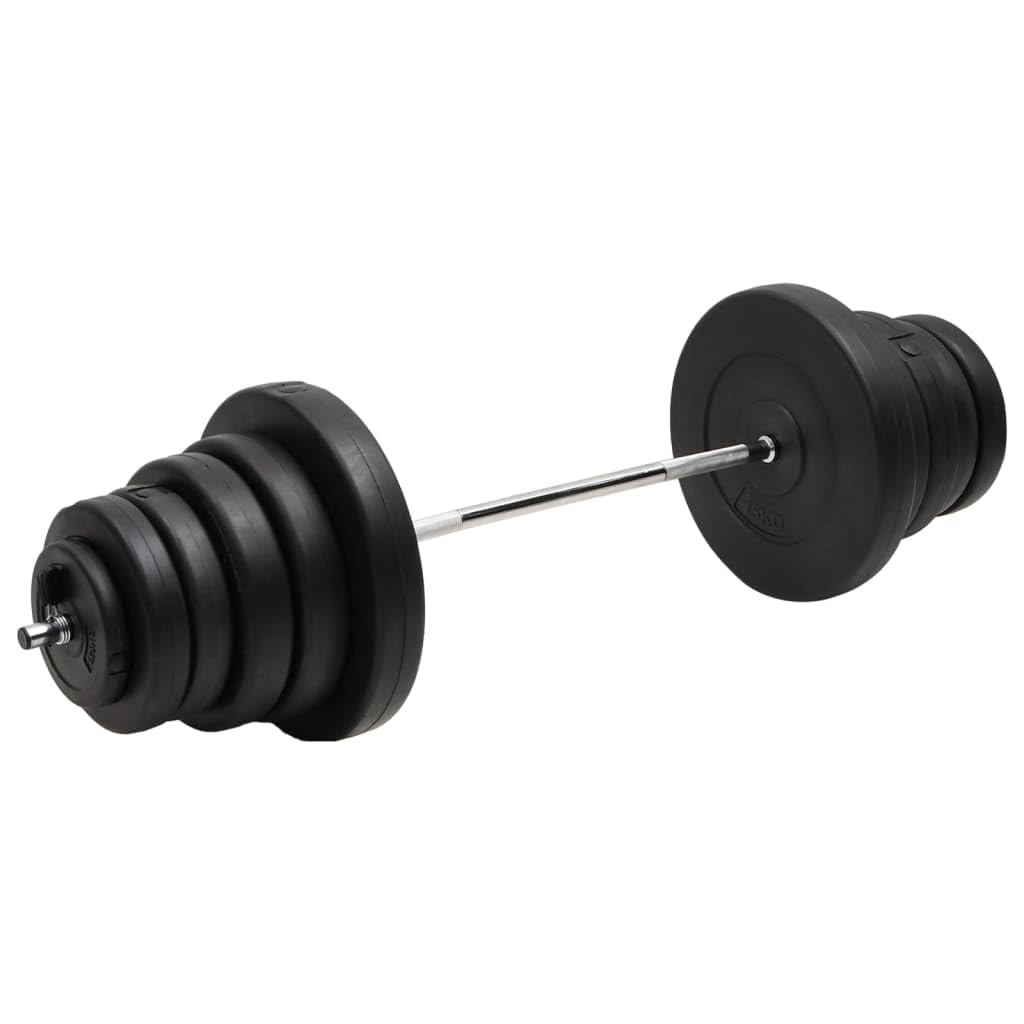 Zestaw sztangi ze stali chromowanej 90 kg z wytłoczonymi tarczami obciążającymi, 4 x 5 kg, 2 x 7,5 2 1,25 15 15 10 sztangi z tworzywa sztucznego, do treningu