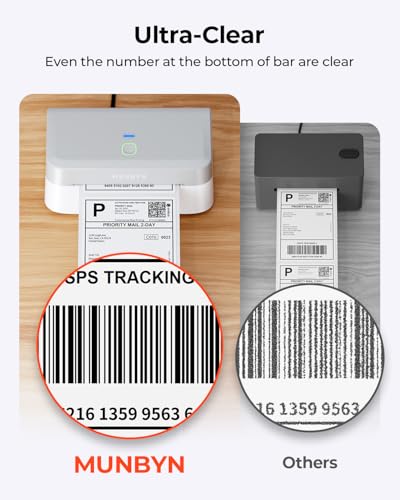 MUNBYN 2025 Imprimante Thermique Bluetooth RW403B, Nouvelle Technologique, Installation Facile, Calibrage Automatique, Impression Rapide, Idéale pour Étiquettes Colissimo, Shopify et Bureau – Image 3