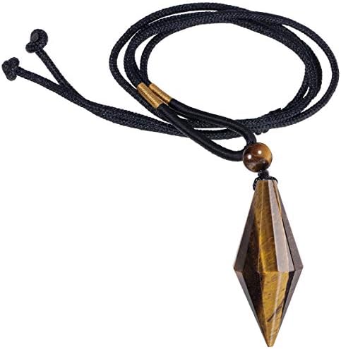 Nupuyai Reiki Healing Crystal Point Necklace for Women Men, Stone Pendulum Pendant with Adjustable Cord 65cm