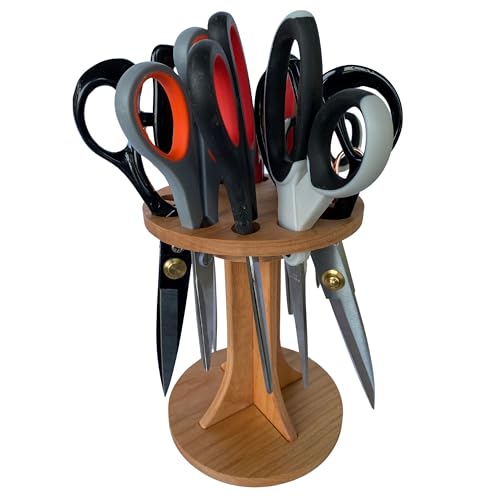Image of Rotating Scissor Holder - 12 Slot Organizer for Sewing, Quilting & Craft Rooms - Smooth Spinning Shear Stand for Crafters & Stylists