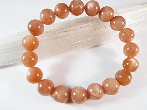 peach moonstone stretch bracelet 10mm smooth round polished high gemstone beads