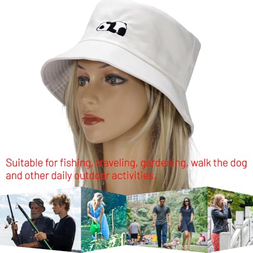 Image of Cotton Bucket Hat for Women Men Summer Travel Sun Beach Bucket Cap, Unisex Outdoor Fisherman Hat