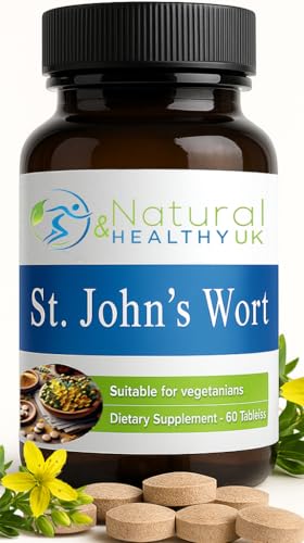St Johns Wort 1000mg - 60 Tablets - Suitable for Vegans - Natural & Healthy UK - Food Supplement
