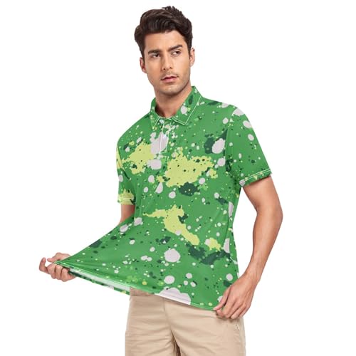 Polo de golf manches courtes homme design col moucheté vert