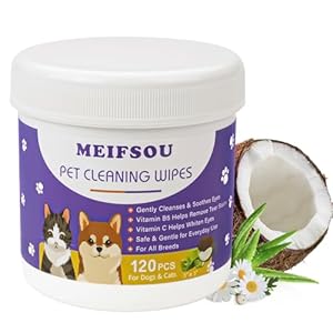 Eyes Wipes for Dogs & Cats - Gently Remove Tear Stain, Eye Debris, Discharge, Mucus Secretions - Coconut Oil Pet Cleaning Grooming Deodorizing Wipes for Eyes, Wrinkle, Face - 120pcs Eyes Wipes for Dogs Cats Gently Remove Tear Stain Eye Debris Discharge Mucus Secretions Coconut Oil Pet Cleaning Grooming Deodorizing Wipes for Eyes Wrinkle Face 120pcs