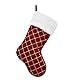 RXXR 1 Stück Rote Glitzer Weihnachtsstrümpfe Große Weihnachtsstrumpfe 46cm Rot Nikolausstrumpf Personalisiert Weihnachtssocken Kamin Christmas Stockings für Familienurlaub Weihnachtsfeier Dekor