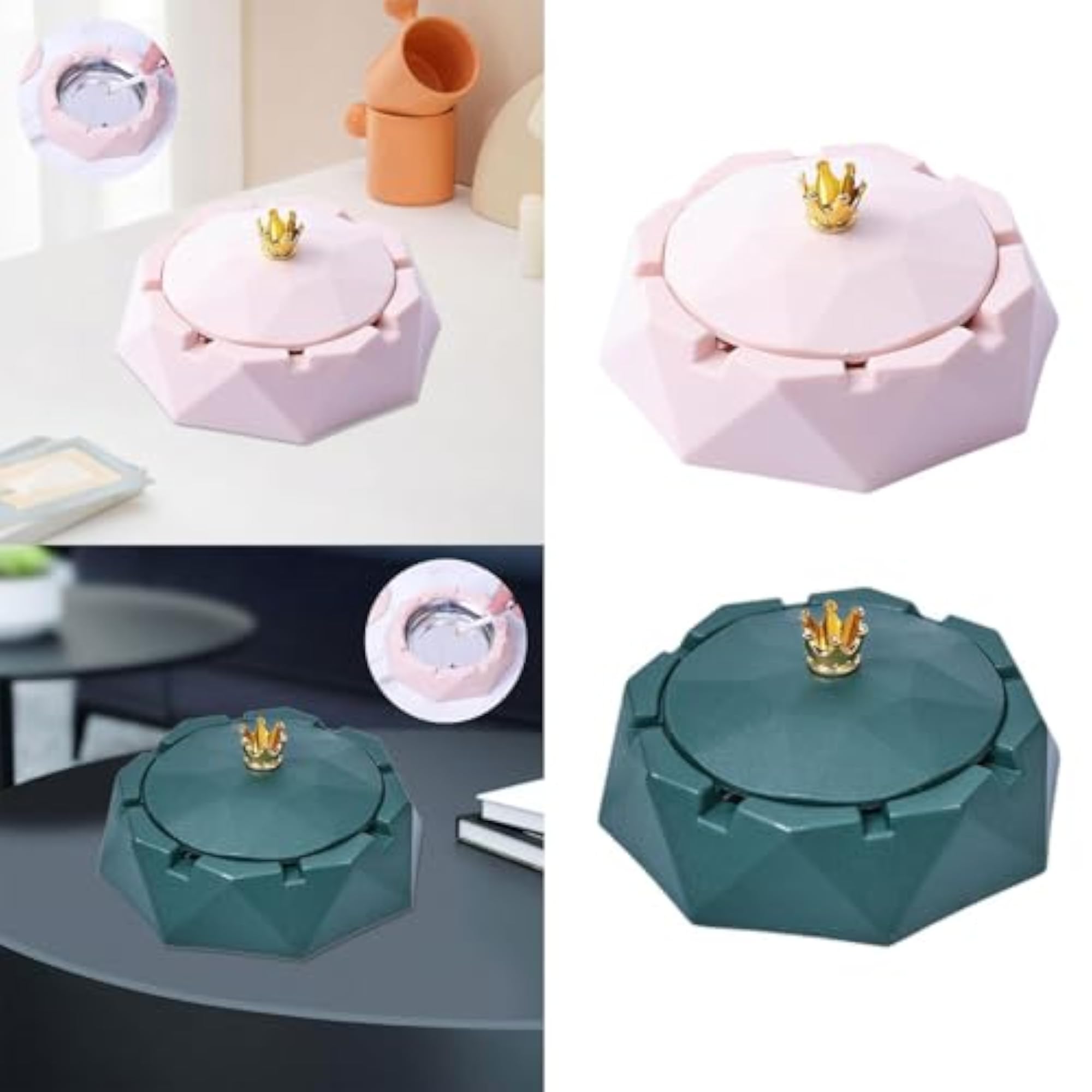 Large Capacity Desktop Ashtray with Lid