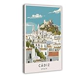 GAPKJGTS Póster de lienzo de viaje de Cádiz, decoración de dormitorio, paisaje, oficina, habitación, regalo, 50 x 75 cm