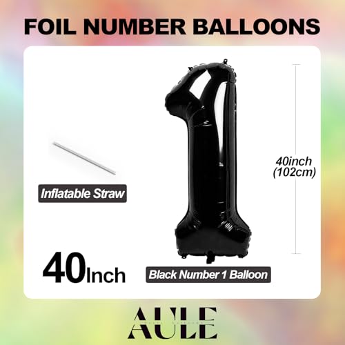 Image of AULE 40 Inch Large 20 Balloon Numbers Black, Big Foil Number Balloons, Giant Helium Happy 20th Birthday Party Decorations for Man and Women, Huge Mylar Anniversary Party Supplies