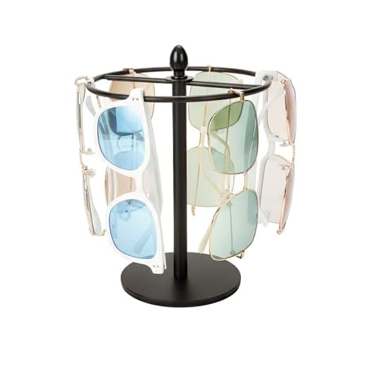 mivofo Sunglasses Organizer Holder Stand, Eyeglasses Display Rack for 12 Glasses, Stainless Steel - Black