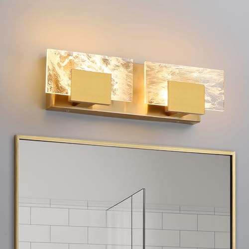 HAHZT LED Bathroom Vanity Light: 16 inch Brushed Gold Acrylic
