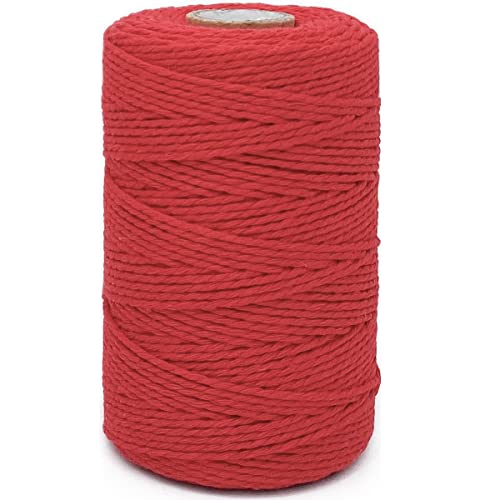 Twine String 500 Feet Cotton Butchers Twine String Cooking Kitchen Twine for Crafts Roasting Gift Wrapping DIY Decoration Gardening Packing Materials Red