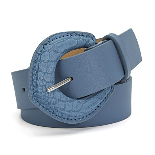 SCOOVY 1 PC Cinturón de Cuero de Moda Mujeres Pin de Metal Hebilla Cinturón de Cintura Jeans Femeninos Vestido Falda Cintura Decorativa-Azul, Talla única