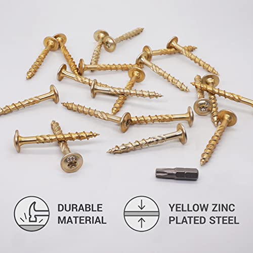 Marcopol (Pack of 20 pcs) Galvanized Steel 6.0 x 50 mm Yellow Wood Screws, Torx Head, Wafer Head, Timber Screws - Image 2