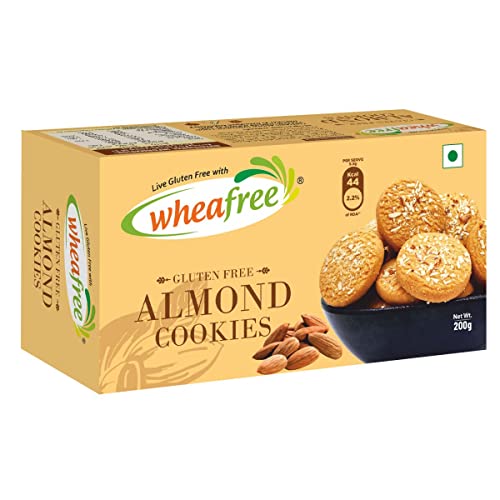 Image of Wheafree Gluten Free Almond Cookies (Pack of 3 x 200g each) | Tasty, Crunchy & Flavoured Cookies | Best Tea Time Snacks | Nutritious | Gluten Free