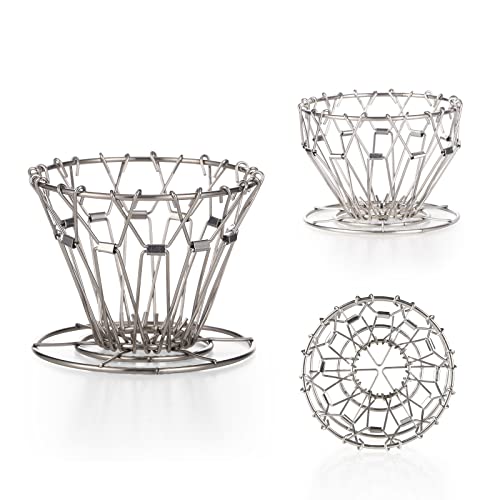 Bincoo Collapsible Outdoor Pour Over Coffee Dripper Filter Holder,Portable Stainless Steel Reusable Coffee Dripper,Suit for Cake Filter and V60 Fiter (Steel)