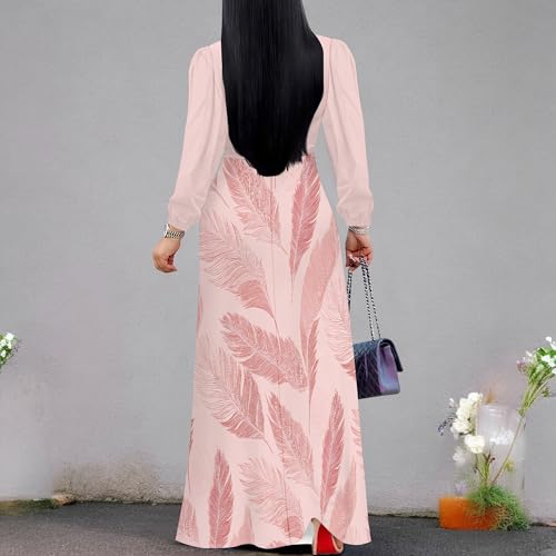 Image of PinkPatty Plus Size Dresses for Curvy Women V Neck Flowy Long Sleeves Wrap Maxi Dress Travel Vacation Outfits