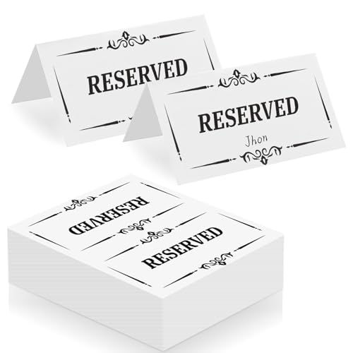 KEPYDRMTF 320 PCS Reserved Table Signs for Wedding, Cardstock Reservation Seat Signs White Table Tent, Chair Seating Sign for Office Decor Reservation Wedding, Meeting, Ceremony and Events Double-Sided