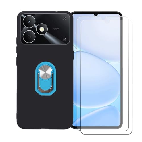 CongJiaLingXi �P�[�X �K�p �� Realme Note 80 (6.74") �����O�T�|�[�g+ [2�p�b�N]�����K���X�X�N���[���v���e�N�^�[�A�_��ȃV���R�[���V�F���o���p�[TPU�ی�J�o�[�������,��