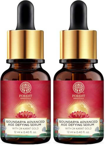 Image of Forest Essentials Soundarya Anti Ageing Serum with 24K Gold | Ayurvedic Face Serum for Clarity, Pigmentation, Firming & Toning the Skin | With Pure Gold & Herbal Extracts (Pack of 2)